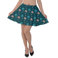 Summer Palms Pattern Velvet Skater Skirt