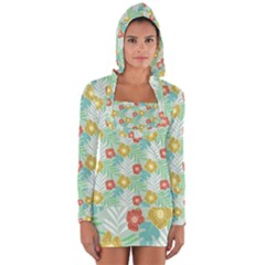 Vintage Floral Summer Pattern Long Sleeve Hooded T-shirt by TastefulDesigns