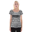 Abstract Wavy Black And White Pattern Cap Sleeve Tops View1