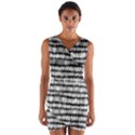 Abstract Wavy Black And White Pattern Wrap Front Bodycon Dress View1