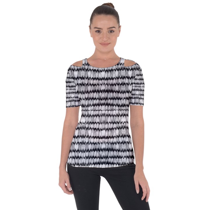 Abstract Wavy Black And White Pattern Short Sleeve Top