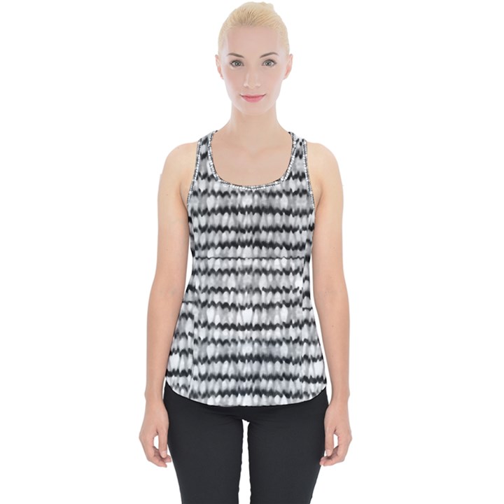 Abstract Wavy Black And White Pattern Piece Up Tank Top