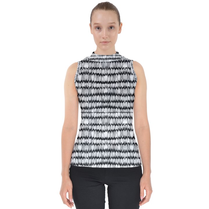 Abstract Wavy Black And White Pattern Shell Top