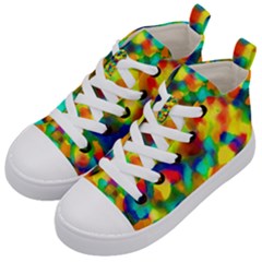 Colorful Watercolors Texture                            Kid s Mid-top Canvas Sneakers by LalyLauraFLM