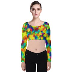 Colorful Watercolors Texture                                   Velvet Long Sleeve Crop Top