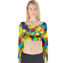 Colorful Watercolors Texture                                    Long Sleeve Crop Top