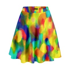 Colorful Watercolors Texture                                      High Waist Skirt by LalyLauraFLM