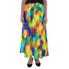 Colorful Watercolors Texture                                  Flared Maxi Skirt by LalyLauraFLM