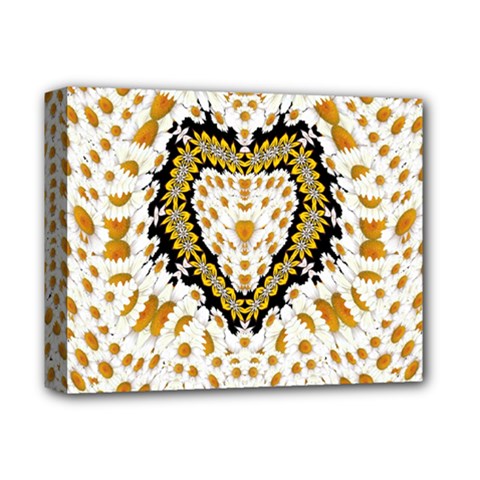 Hearts In A Field Of Fantasy Flowers In Bloom Deluxe Canvas 14  X 11  by pepitasart