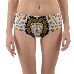 Hearts In A Field Of Fantasy Flowers In Bloom Reversible Mid-waist Bikini Bottoms by pepitasart