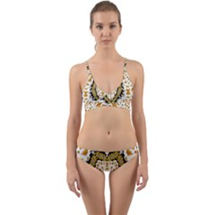 Hearts In A Field Of Fantasy Flowers In Bloom Wrap Around Bikini Set by pepitasart