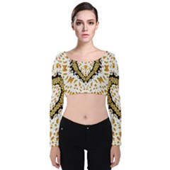 Hearts In A Field Of Fantasy Flowers In Bloom Velvet Crop Top