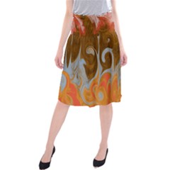 Fire And Water Midi Beach Skirt by digitaldivadesigns