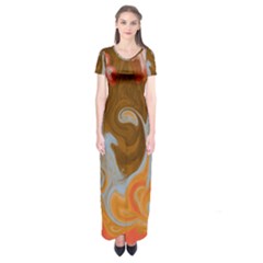 Fire And Water Short Sleeve Maxi Dress by digitaldivadesigns