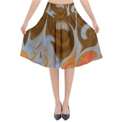 Fire And Water Flared Midi Skirt by digitaldivadesigns