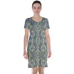 Modern Noveau Floral Collage Pattern Short Sleeve Nightdress by dflcprints