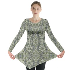 Modern Noveau Floral Collage Pattern Long Sleeve Tunic  by dflcprints