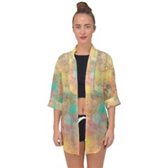 Pink Pastel Abstract Open Front Chiffon Kimono