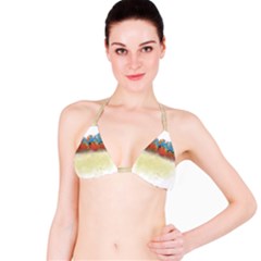 Colorful Tree Landscape In Orange And Blue Bikini Top by digitaldivadesigns