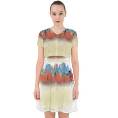 Colorful Tree Landscape In Orange And Blue Adorable In Chiffon Dress by digitaldivadesigns