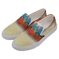 Colorful Tree Landscape In Orange And Blue Men s Canvas Slip Ons by digitaldivadesigns