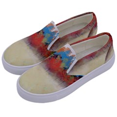 Colorful Tree Landscape In Orange And Blue Kids  Canvas Slip Ons by digitaldivadesigns