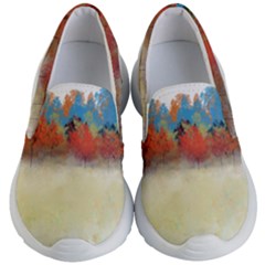 Colorful Tree Landscape In Orange And Blue Kid s Lightweight Slip Ons by digitaldivadesigns