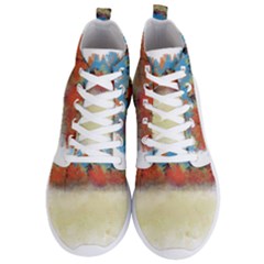 Colorful Tree Landscape In Orange And Blue Men s Lightweight High Top Sneakers by digitaldivadesigns