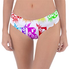 Good Vibes Rainbow Floral Typography Reversible Classic Bikini Bottoms by yoursparklingshop