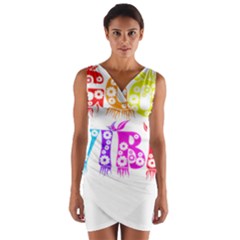 Good Vibes Rainbow Floral Typography Wrap Front Bodycon Dress by yoursparklingshop