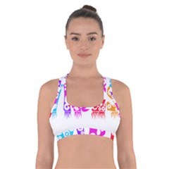 Good Vibes Rainbow Floral Typography Cross Back Sports Bra by yoursparklingshop