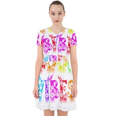 Good Vibes Rainbow Floral Typography Adorable In Chiffon Dress by yoursparklingshop