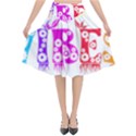 Good Vibes Rainbow Floral Typography Flared Midi Skirt View1