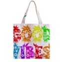 Good Vibes Rainbow Colors Funny Floral Typography Zipper Grocery Tote Bag View1