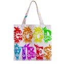 Good Vibes Rainbow Colors Funny Floral Typography Zipper Grocery Tote Bag View2