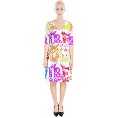 Good Vibes Rainbow Colors Funny Floral Typography Wrap Up Cocktail Dress by yoursparklingshop