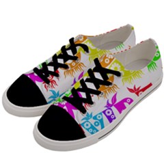 Good Vibes Rainbow Colors Funny Floral Typography Men s Low Top Canvas Sneakers by yoursparklingshop