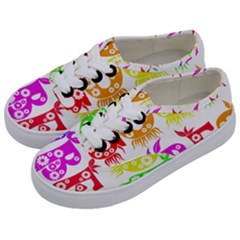 Good Vibes Rainbow Colors Funny Floral Typography Kids  Classic Low Top Sneakers by yoursparklingshop