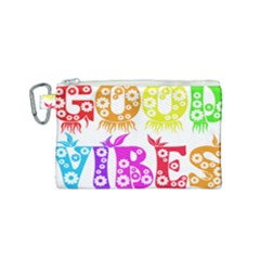 Good Vibes Rainbow Colors Funny Floral Typography Canvas Cosmetic Bag (small) by yoursparklingshop