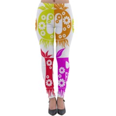 Good Vibes Rainbow Colors Funny Floral Typography Lightweight Velour Leggings by yoursparklingshop