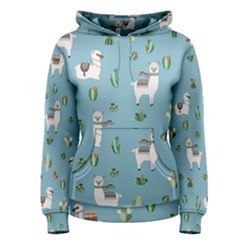 Lama And Cactus Pattern Women s Pullover Hoodie by Valentinaart