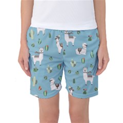 Lama And Cactus Pattern Women s Basketball Shorts by Valentinaart