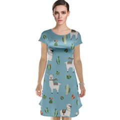 Lama And Cactus Pattern Cap Sleeve Nightdress by Valentinaart