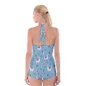 Lama and cactus pattern Boyleg Halter Swimsuit  View2