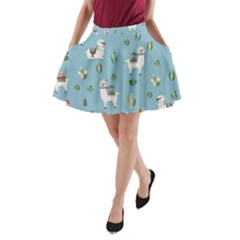 Lama And Cactus Pattern A-line Pocket Skirt by Valentinaart