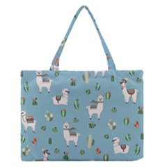 Lama And Cactus Pattern Zipper Medium Tote Bag by Valentinaart