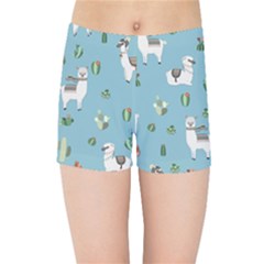 Lama And Cactus Pattern Kids Sports Shorts by Valentinaart