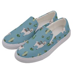 Lama And Cactus Pattern Men s Canvas Slip Ons by Valentinaart