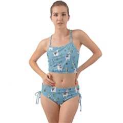 Lama And Cactus Pattern Mini Tank Bikini Set by Valentinaart