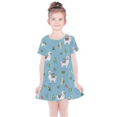 Lama And Cactus Pattern Kids  Simple Cotton Dress by Valentinaart